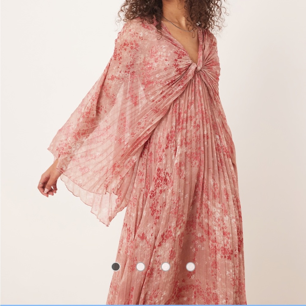 ASOS DESIGN pleated chiffon twist front maxi dress in ditsy print